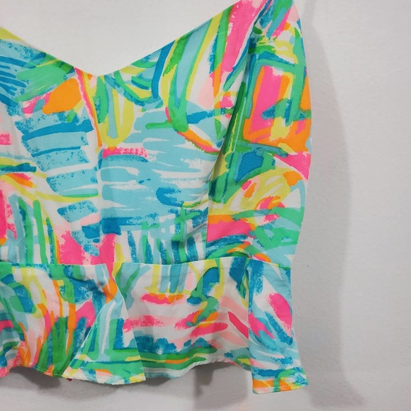 Lilly Pulitzer Linnea Top Blouse Cropped Sleeveless Peplum Cami Women's Size XXS - Picture 3 of 12